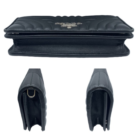 PRADA Diagram Shoulder Wallet Bag Black Leather Chain 1ZH044 - Picture 4 of 7